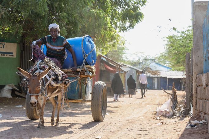 Snímek z Keňské republiky v Africe, která byla pořízena v oblasti města Dadaab v roce 2022, kde je i velký uprchlický tábor pro lidi, kteří byli postižení hladomorem.