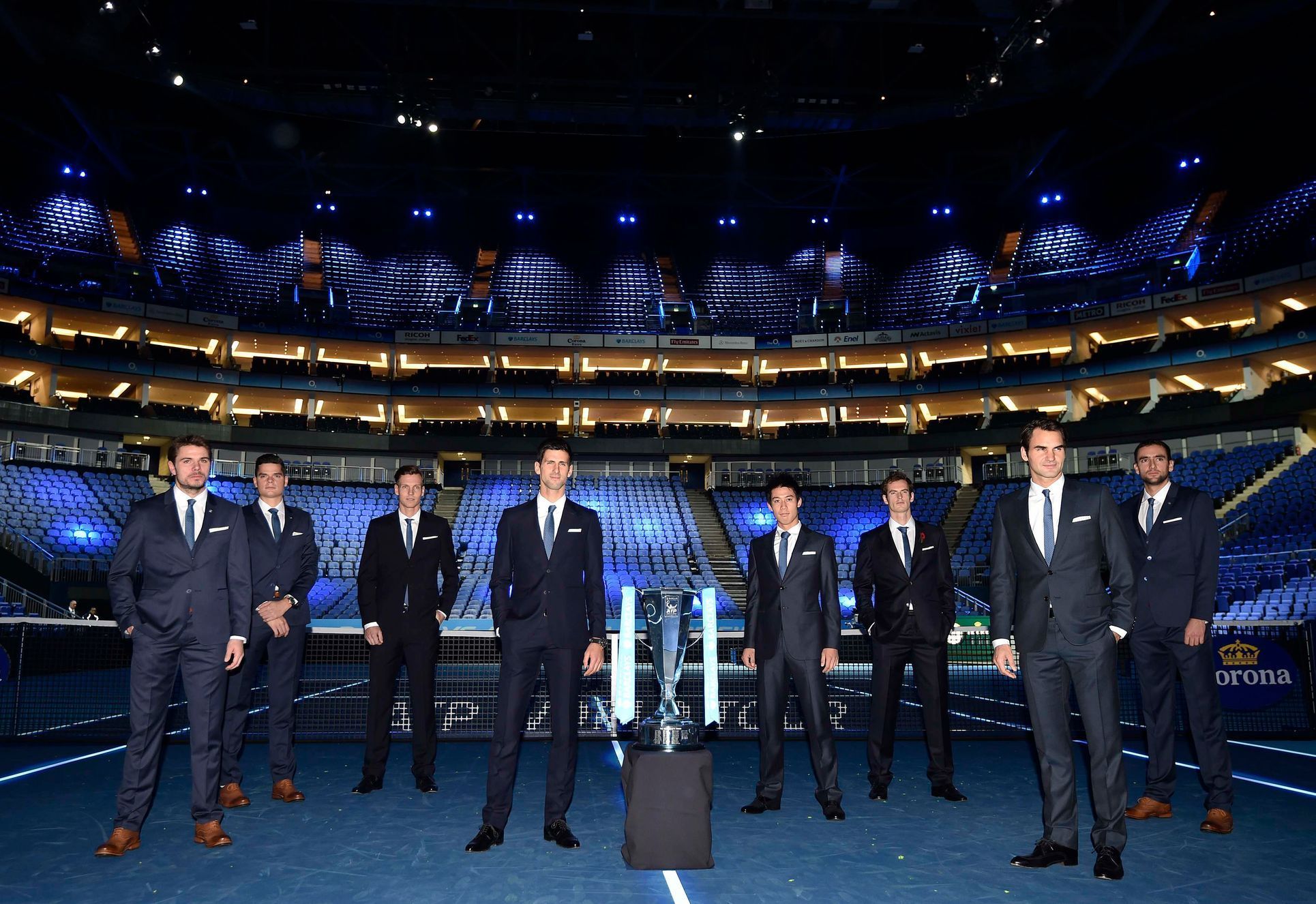 Osm tenistů před Turnajem mistrů 2014