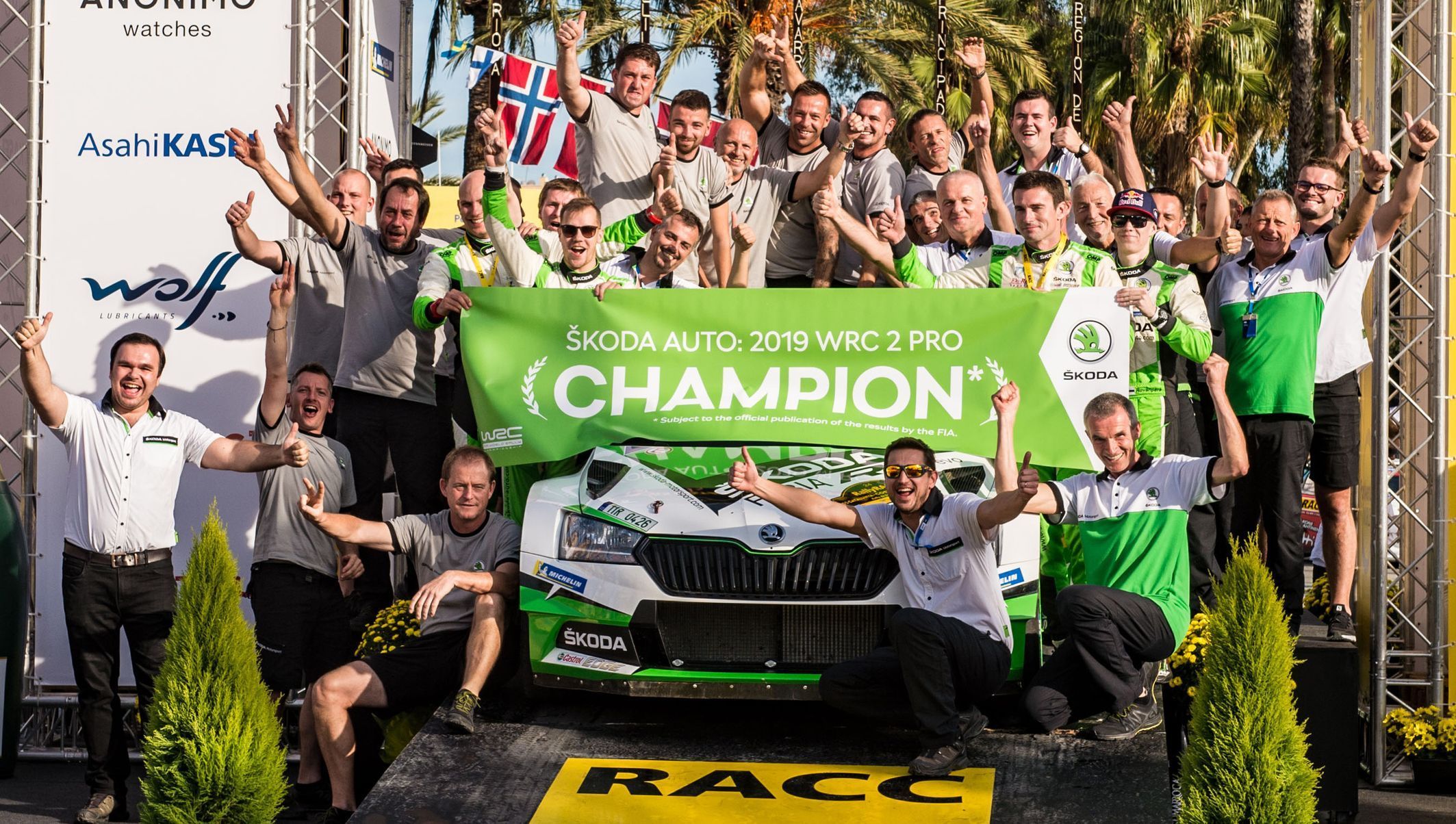 Tým Škoda Motorsport slaví titul v kategorii WRC2 Pro ve světovém šampionátu v rallye 2019