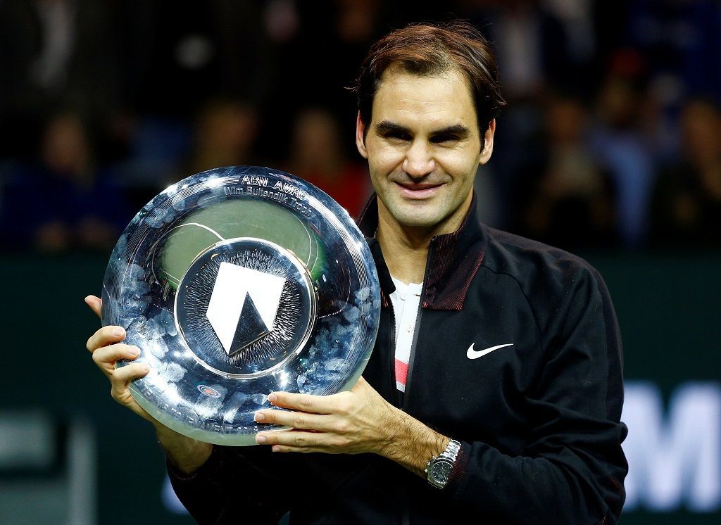 Roger Federer po vítězství na turnaji v Rotterdamu 2018