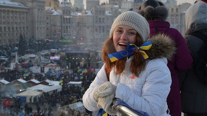 Protesty v Kyjevě.
