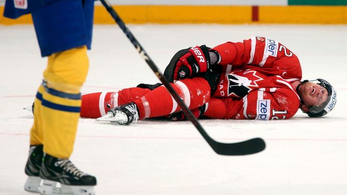 Hokej, MS 2013, Švédsko - Kanada: zraněný Eric Staal