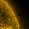 Transit 04.59.25 UT Close-up of Venus transiting across the face of the Sun. This image was taken June 6 at 04:59:25 UT by the Solar Dynamics Observatory (SDO) in 171 wavelength of extreme ultraviolet light.