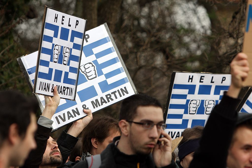 Demonstrace za Čechy vězněné v Řecku