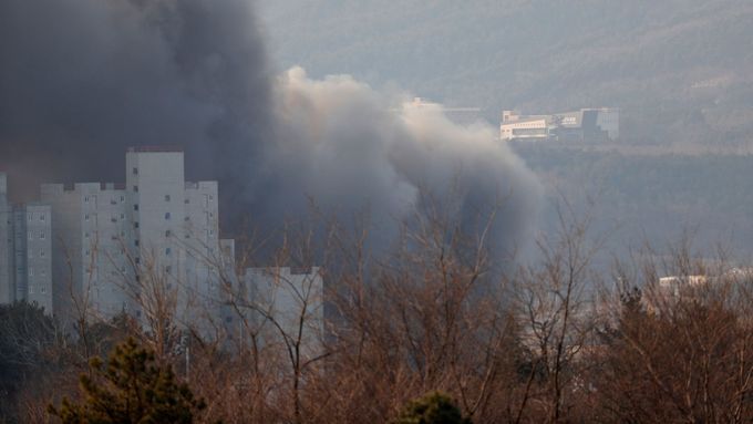 Požár nedaleko olympijské vesnice