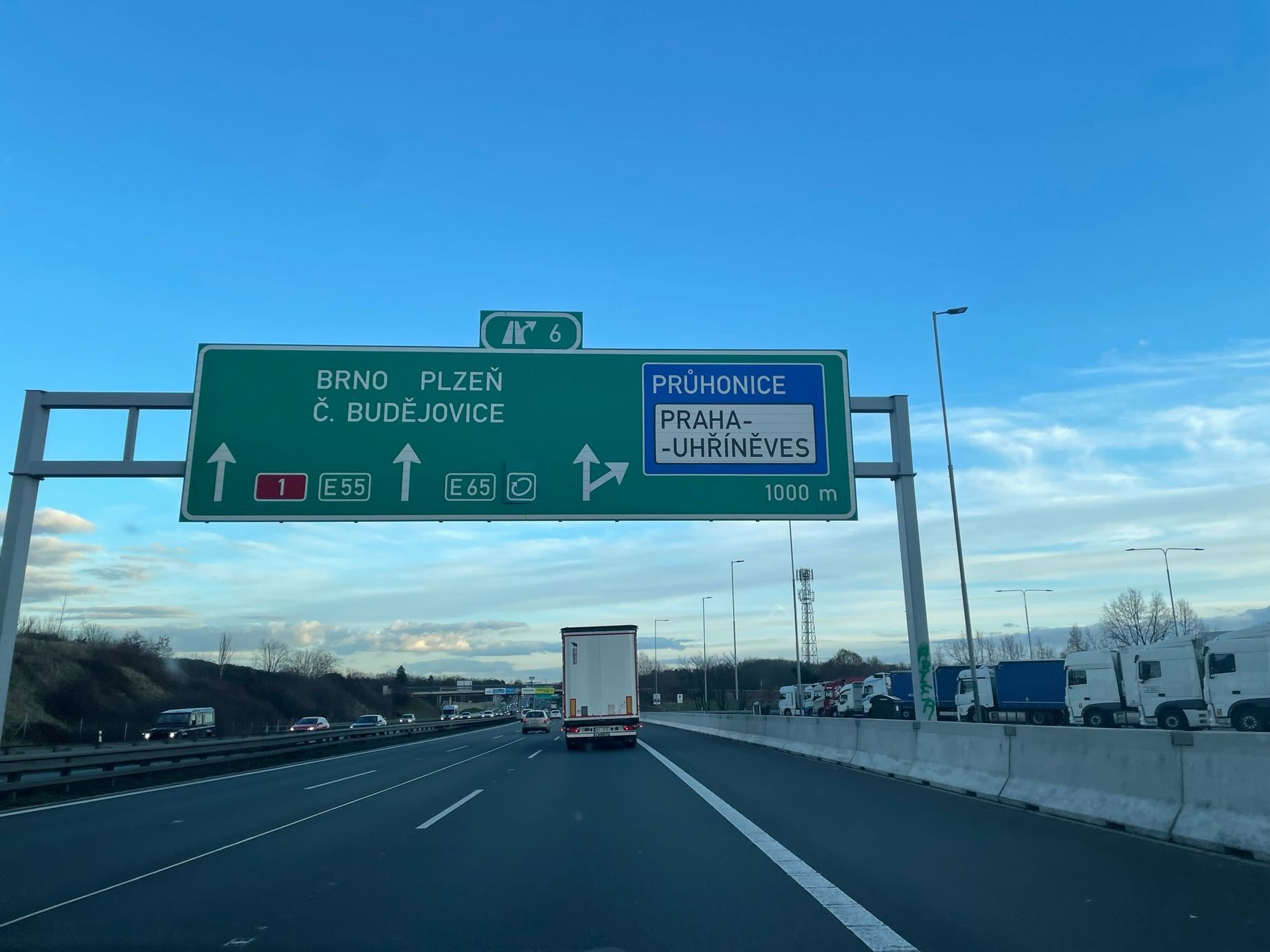 Dálnice D1, Průhonice, úsek nově bez placení, silnice pro motorová vozidla
