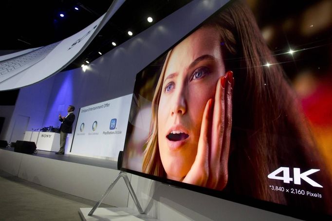 A Sony 85-inch Bravia XBR-X950B 4K television plays video after being unveiled during a Sony news conference at the Consumer Electronics Show (CES), in Las Vegas, Nevada, January 6, 2014.