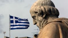 Řecko - Platón s řeckou vlajkou