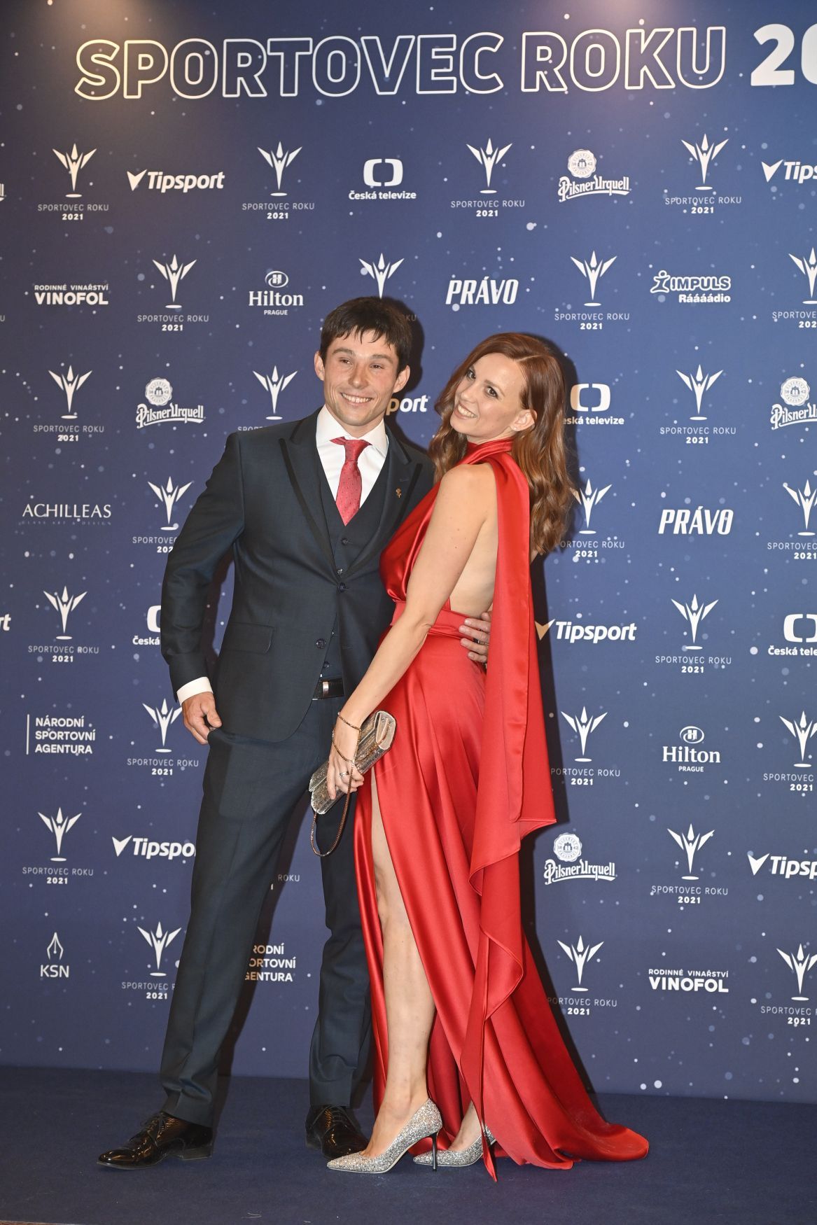 Vodní slalomář Jiří Prskavec s manželkou Terezou Prskavcovou na vyhlášení ankety Sportovec roku 2021.