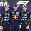Oscar Piastr, Max Verstappen a Lando Norris po kvalifikaci na VC Abú Zabí F1 2025