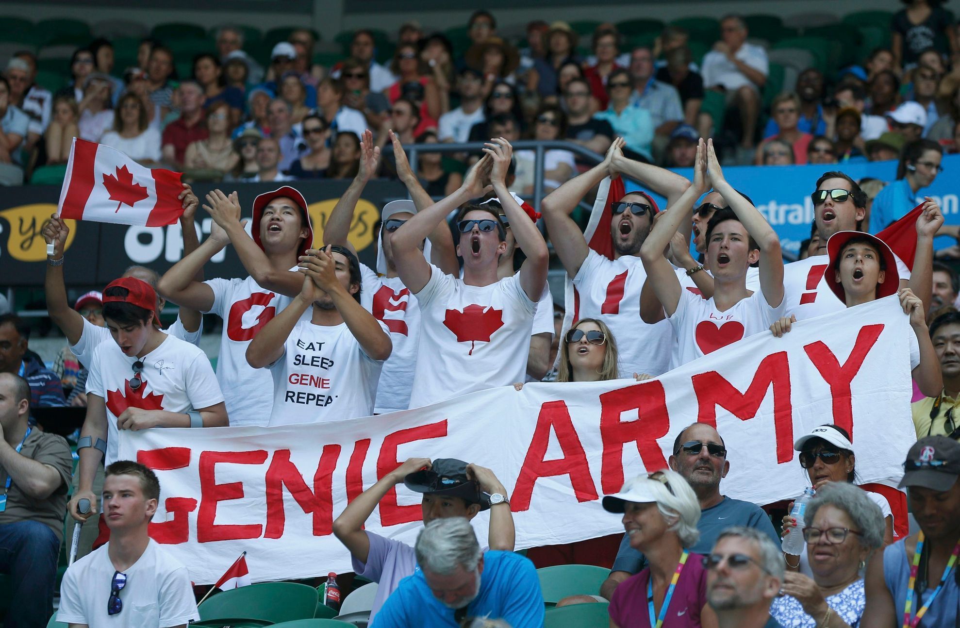 Fanoušci Eugenie Bouchardové v semifinále Australian open 2014