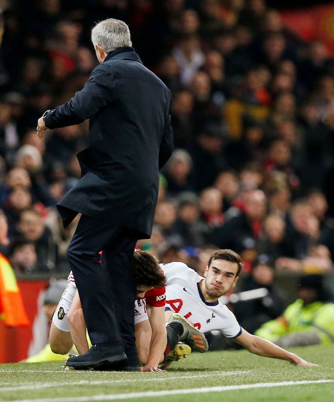 Soccer Football - Premier League - Manchester United v Tottenham Hotspur - Old Trafford, Manchester, Britain - December 4, 2019  Tottenham Hotspur's Harry Winks fouls Man