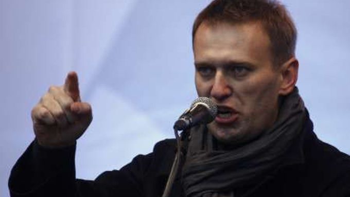 Alexej Navalnyj na demonstraci proti režimu.