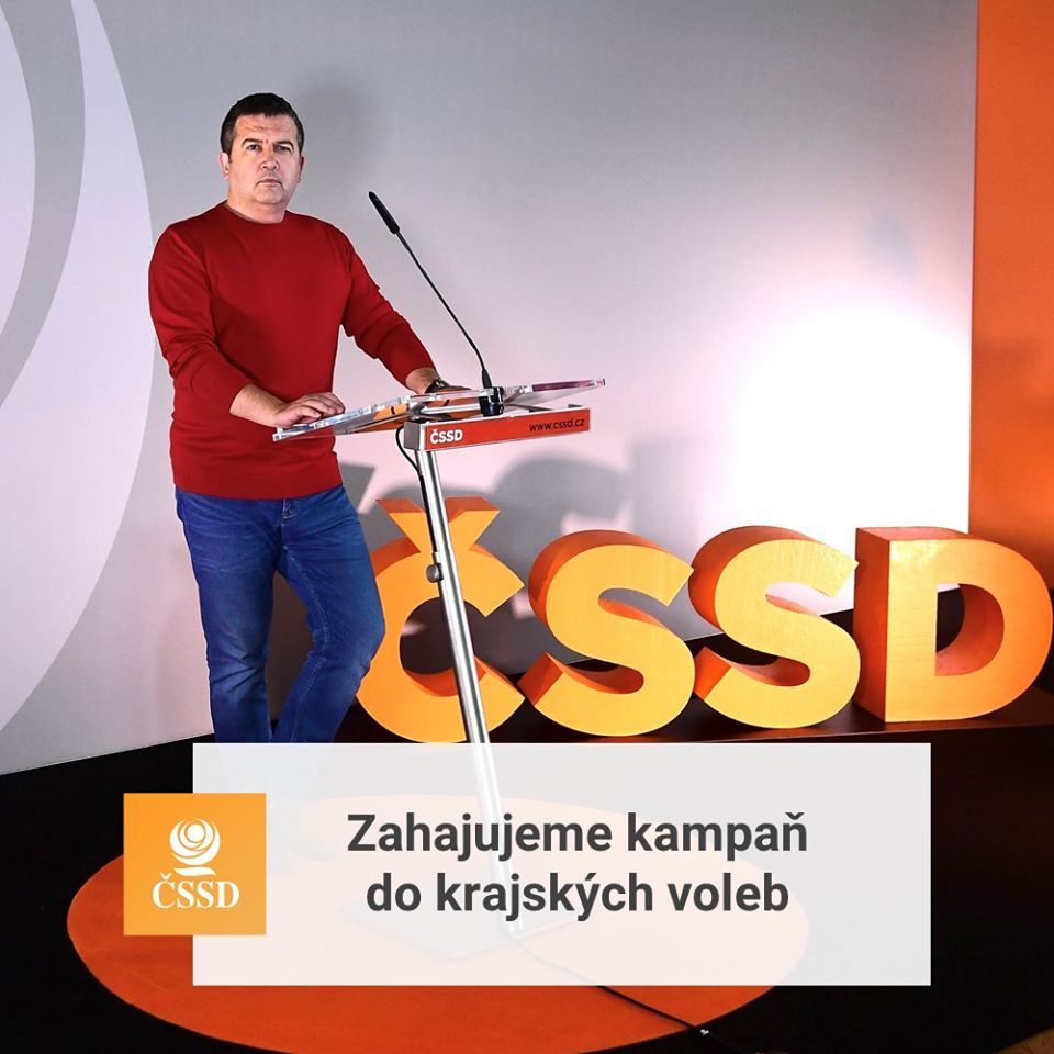 Jan Hamáček při zahájení kampaně, která byla určena jen pro členy ČSSD