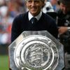 Fotbalový trenér Roberto Mancini slaví vítězství anglického superpoháru Community Shield 2012 mezi Manchesterem City a Chelsea.
