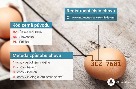 Přehled kódů na vejcích dle způsobu chovu a původu.