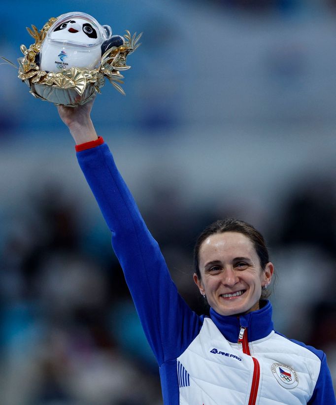 Martina Sáblíková slaví třetí místo v závodě rychlobruslařek na 5000 m na ZOH v Pekingu 2022