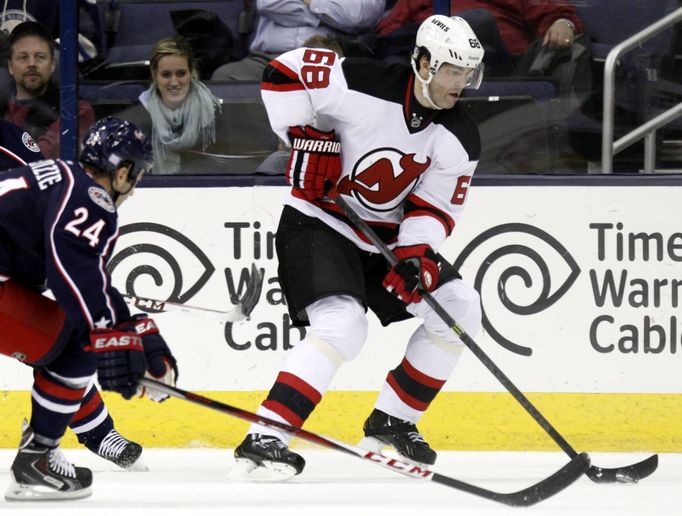 Jaromír Jágr v zápase s Columbusem Blue Jackets