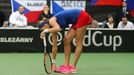 Fed Cup, finále 2014: Petra Kvitové v zápase s Angelique Kerberovou