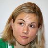 Česká rychlobruslařka Karolína Erbanová na tiskové konferenci před sezónou 2012/13.