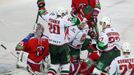 Hokej, KHL, Lev Praha - Kazaň: radost Kazaně z gólu Janne Pesonena (20)