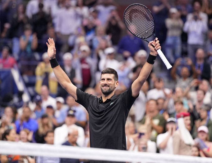 Novak Djokovič v utkání 3. kola US Open 2025