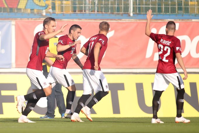 Radost Sparty v zápase 4. ligového kola Teplice - Sparta.