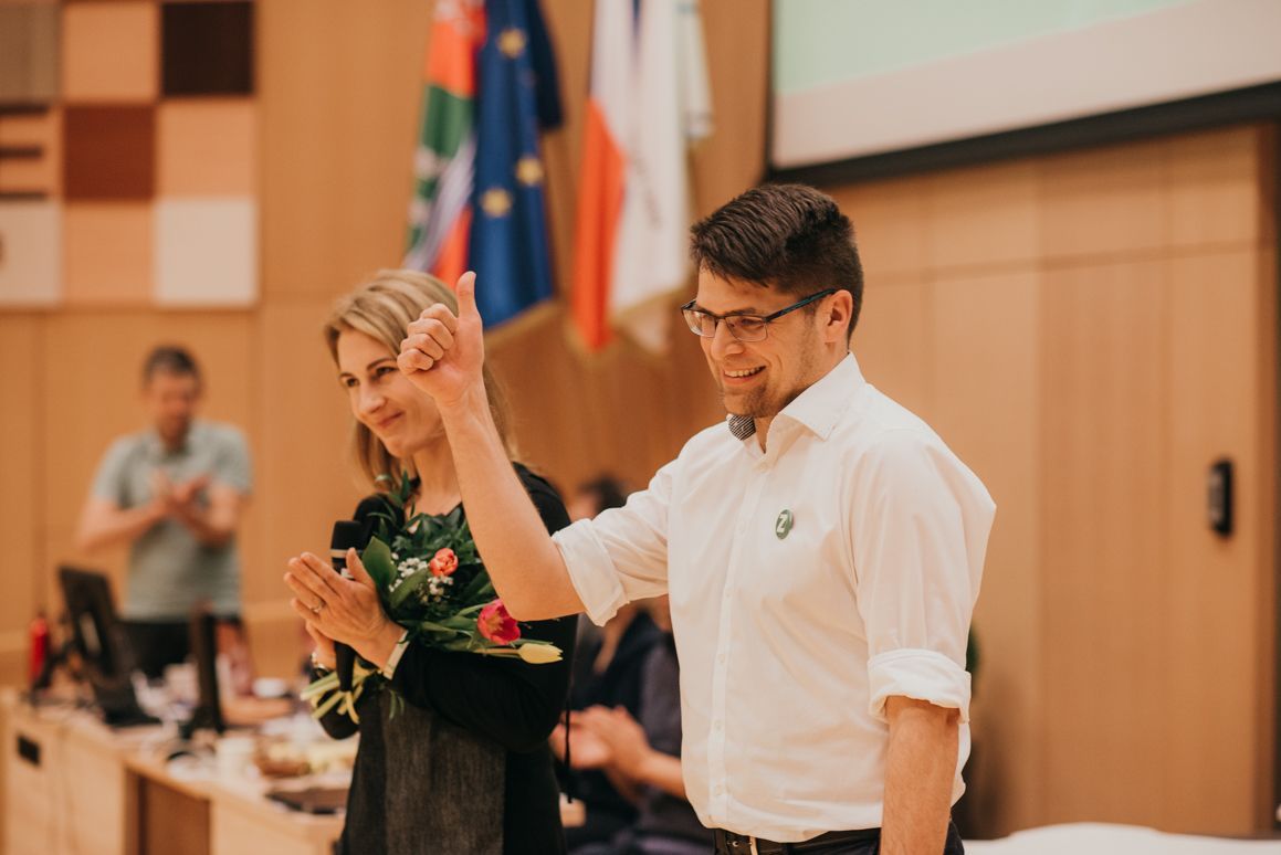 Nově zvolená dvojice v čele Strany zelených, Michal Berg a Magdalena Davis
