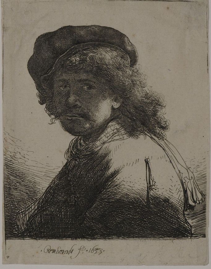 Rembrandt van Rijn - Vlastní podobizna s šerpou kolem krku, 1633