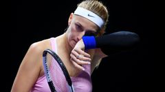 Petra Kvitová na Turnaji mistryň 2019 v souboji s Belindou Bencicovou