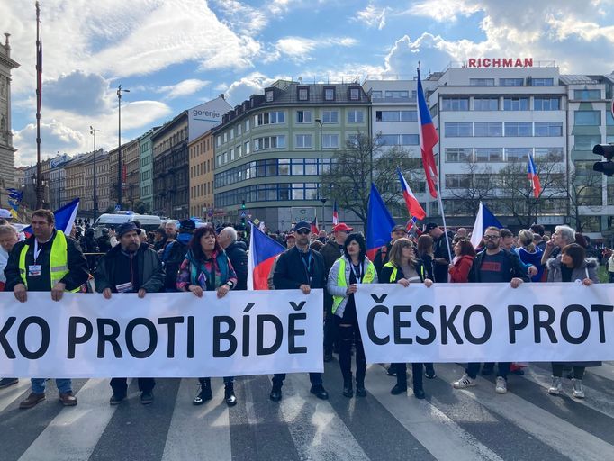 Tisíce lidí se v neděli odpoledne shromáždily na pražském Václavském náměstí na protivládní demonstraci.