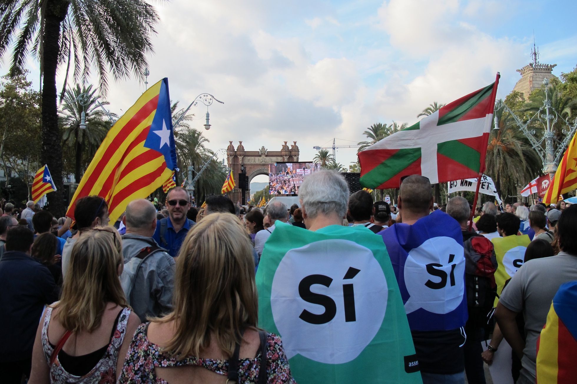Zastánci nezávislosti Katalánska v Barceloně