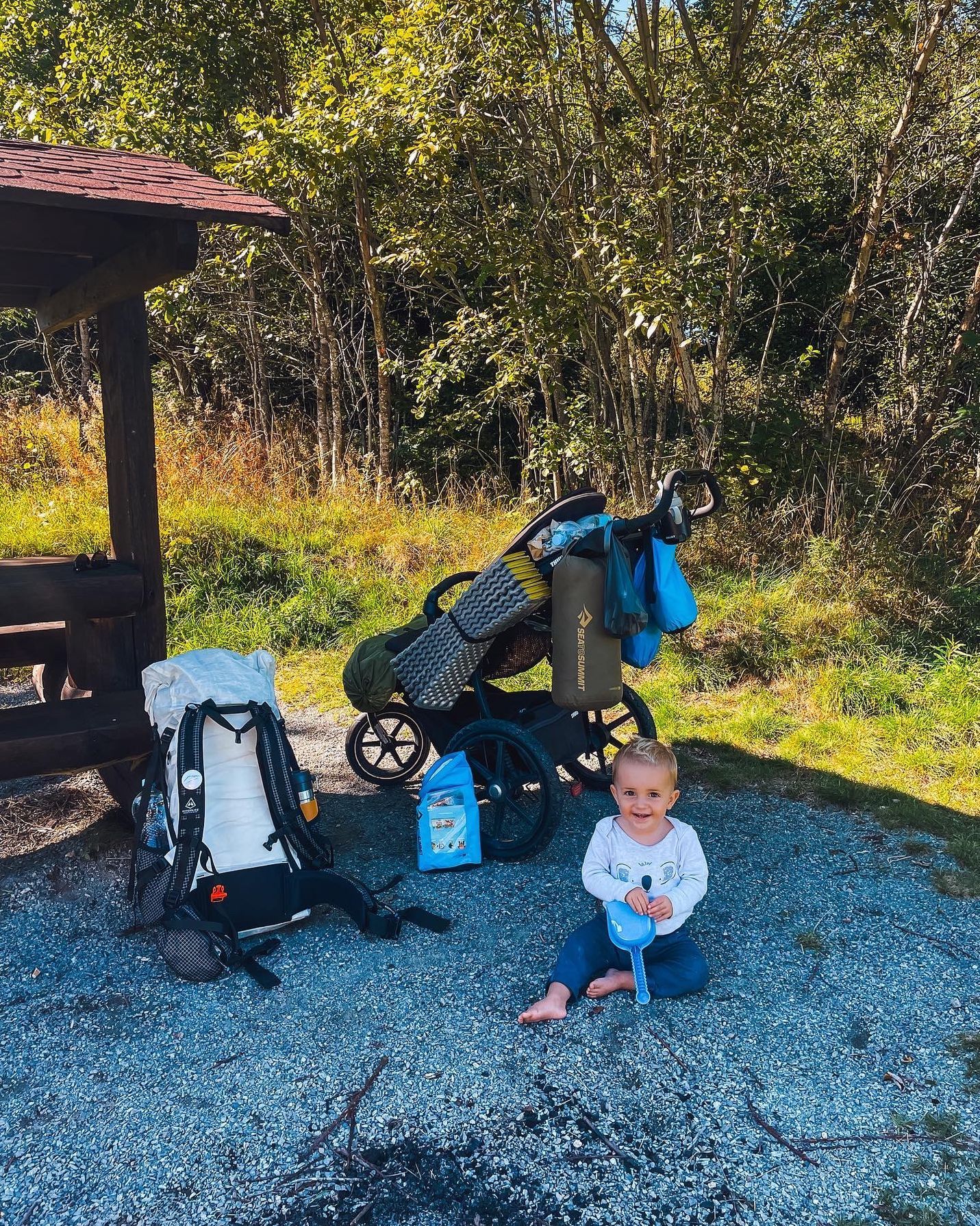 Hanka šla část Stezky Českem s malým synem v kočárku