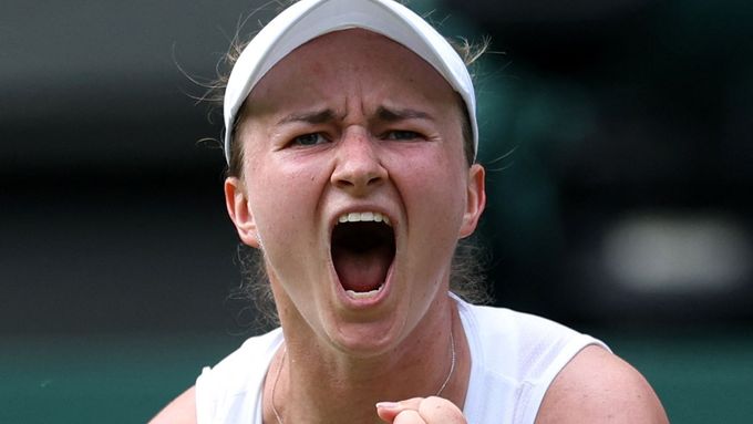 Barbora Krejčíková na letošním Wimbledonu