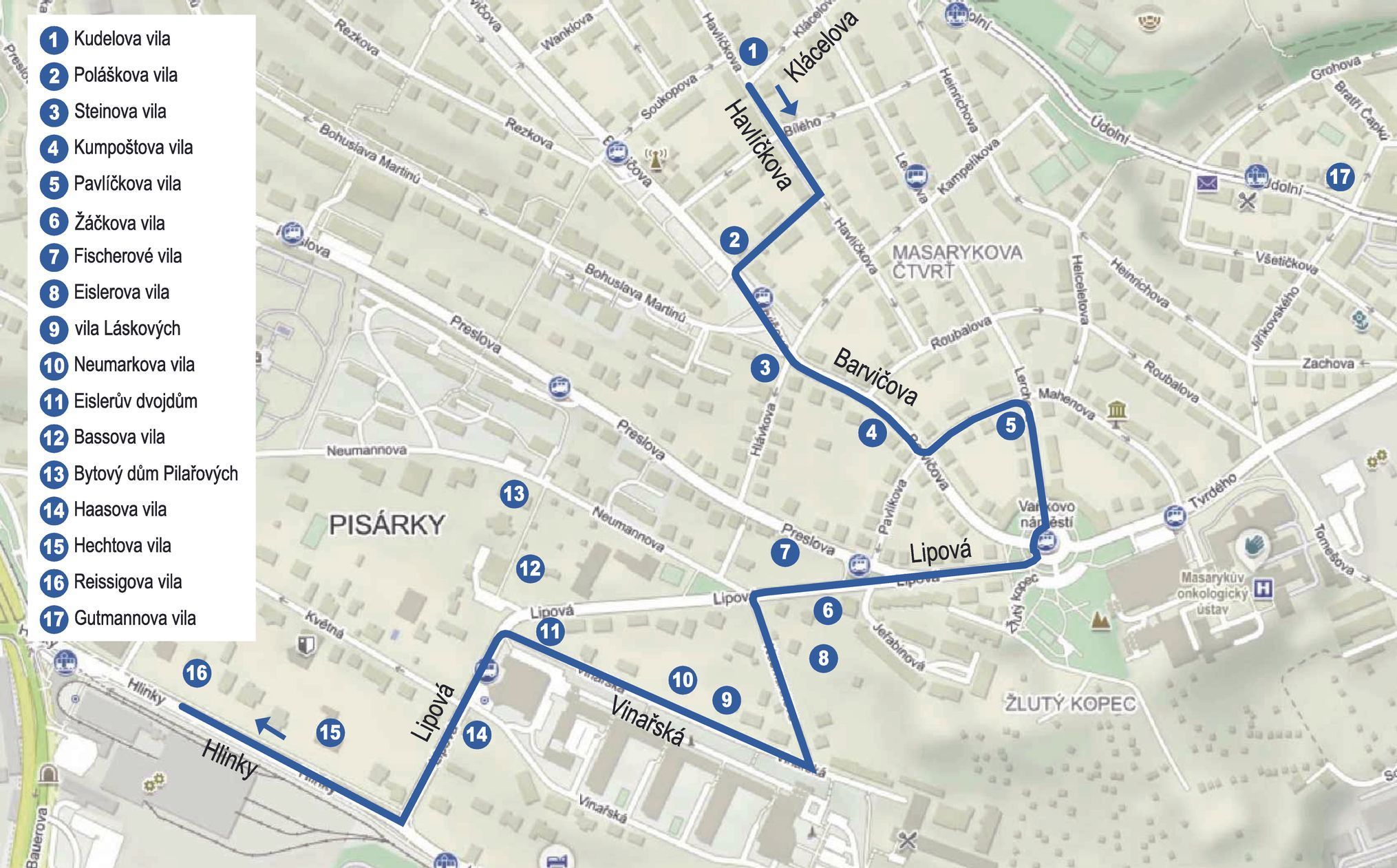 Brno Masarykova čtvrť, mapa