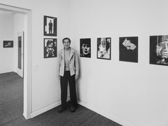 Lucia Moholy was photographed by Giorgio Hoch at an exhibition of her works in 1981.