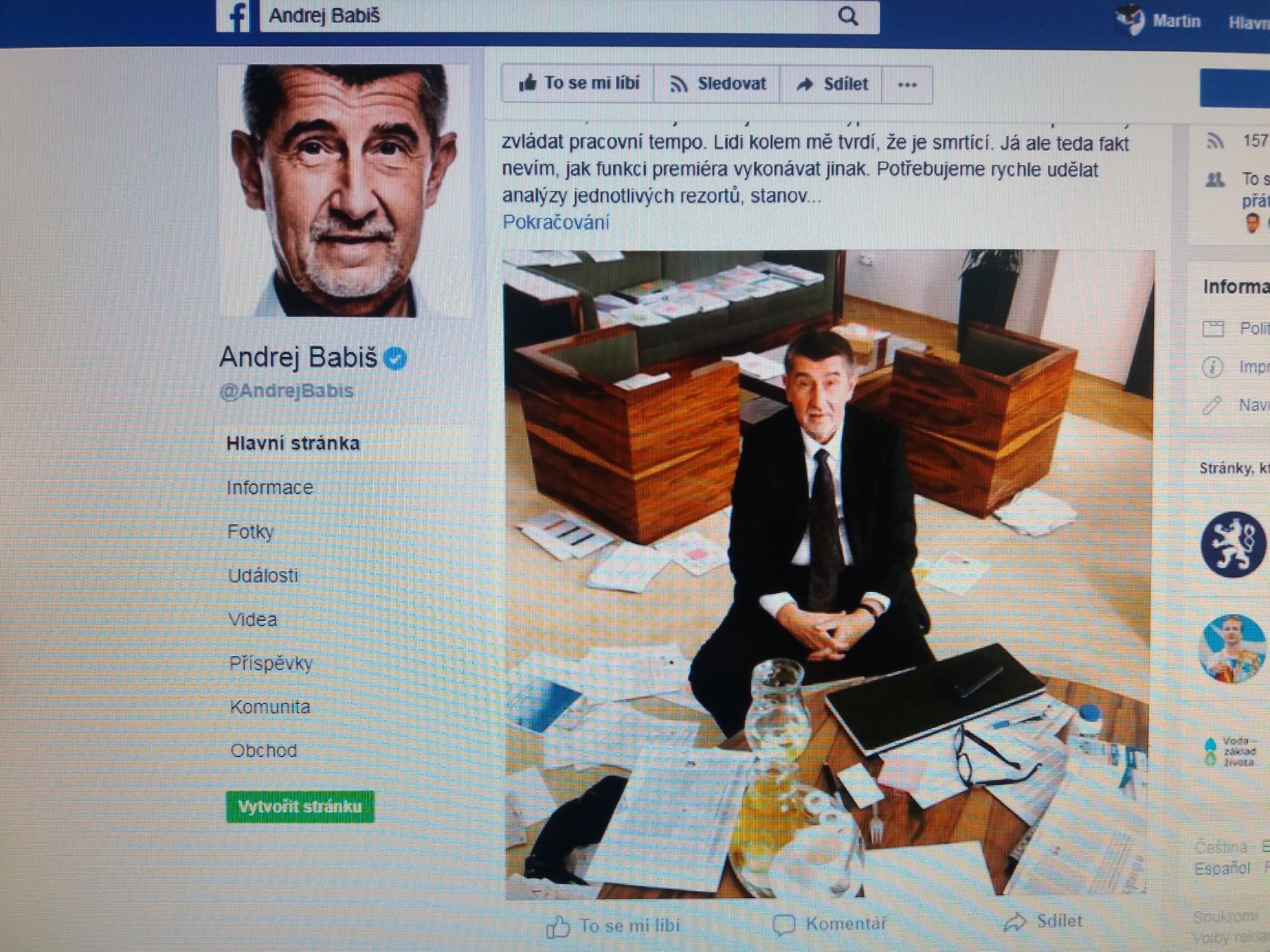 Andrej Babiš se na Facebooku vyznal, že je ve stresu