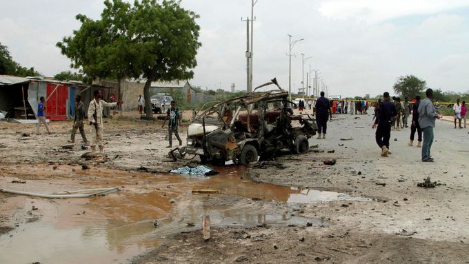 Výbuch nálože v Mogadišu.