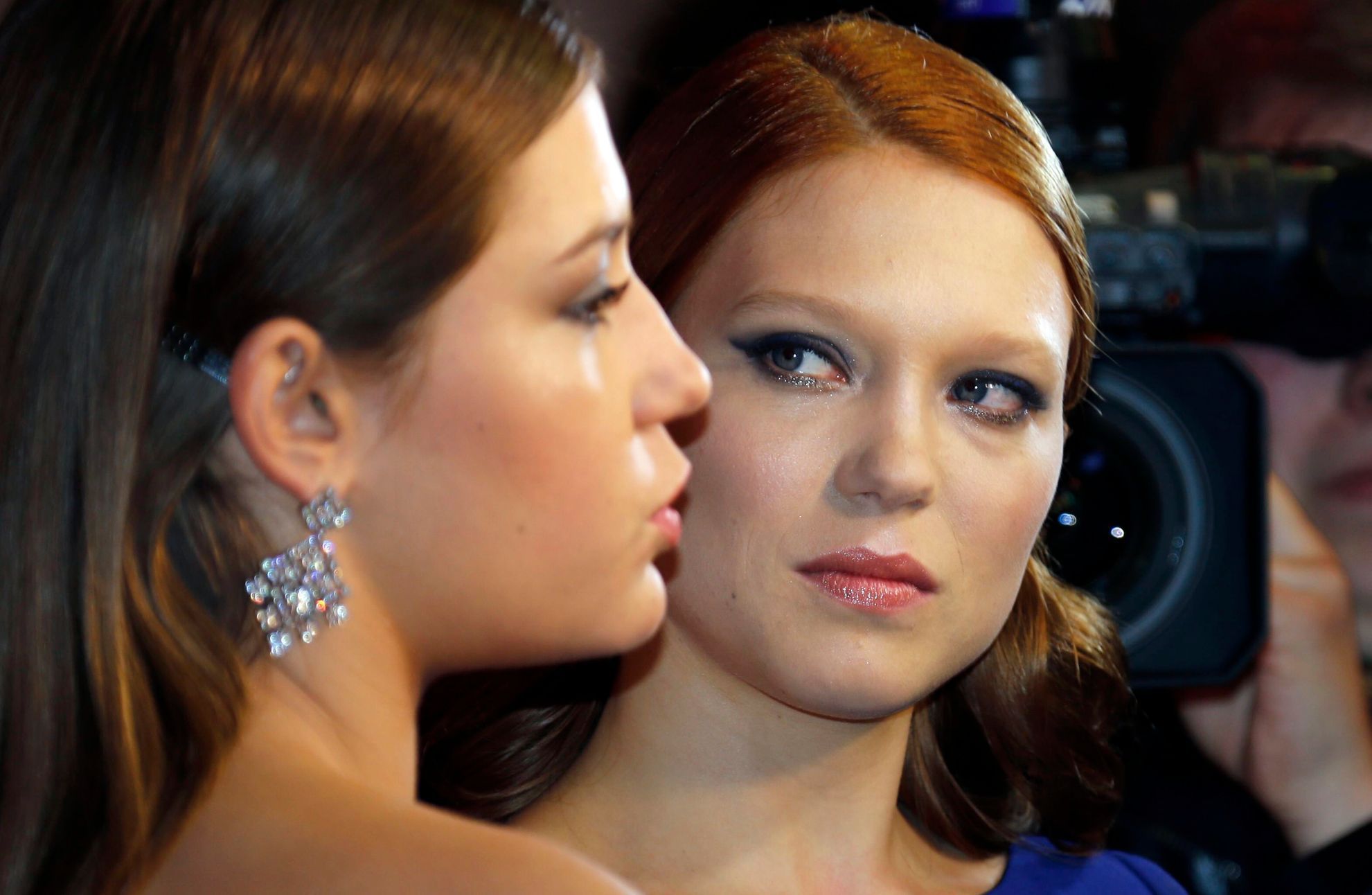 Actresses Adele Exarchopoulos  and Lea Seydoux arrive for the 39th Cesar Awards ceremony in Paris