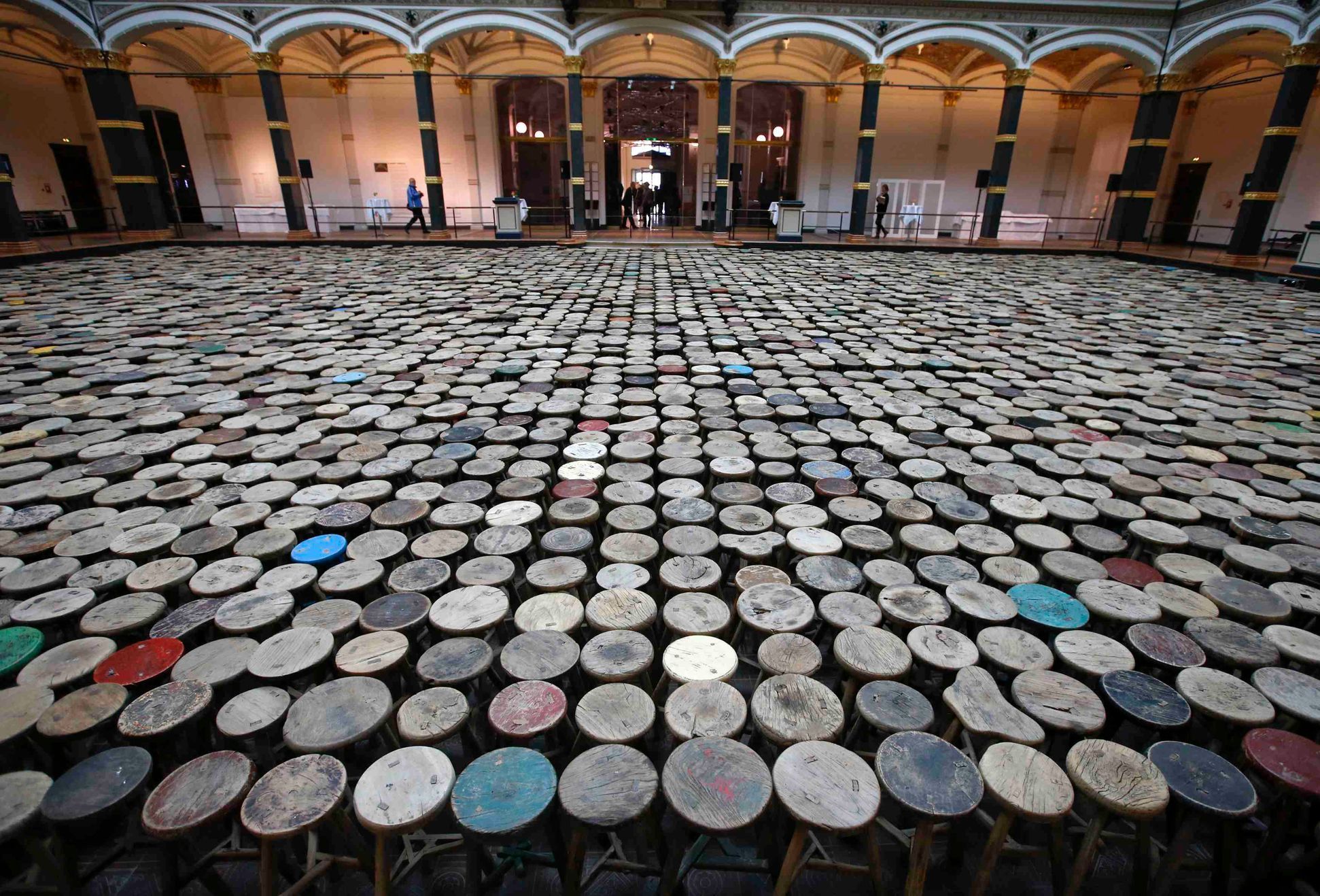 A general view of the installation &quot;Stools&quot; by Chinese artist Ai Weiwei at the Martin-Gropius Bau in Berlin