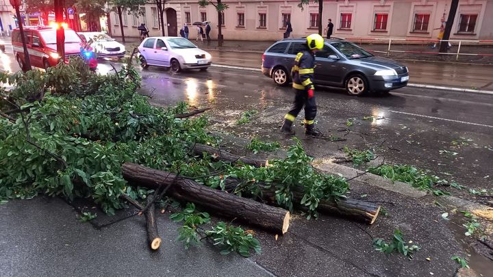 Prahu zasáhla silná bouřka, hasiči vyjížděli k popadaným stromům a zatopeným cestám; Zdroj foto: Hasiči Praha