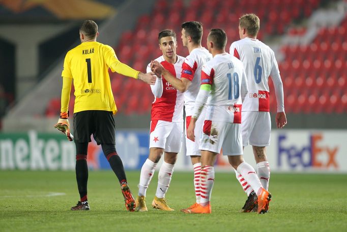 Slávisté slaví v zápase Evropské ligy Slavia - Beer Ševa