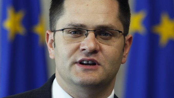 Srbský ministr zahraničí Vuk Jeremič v Bruselu.