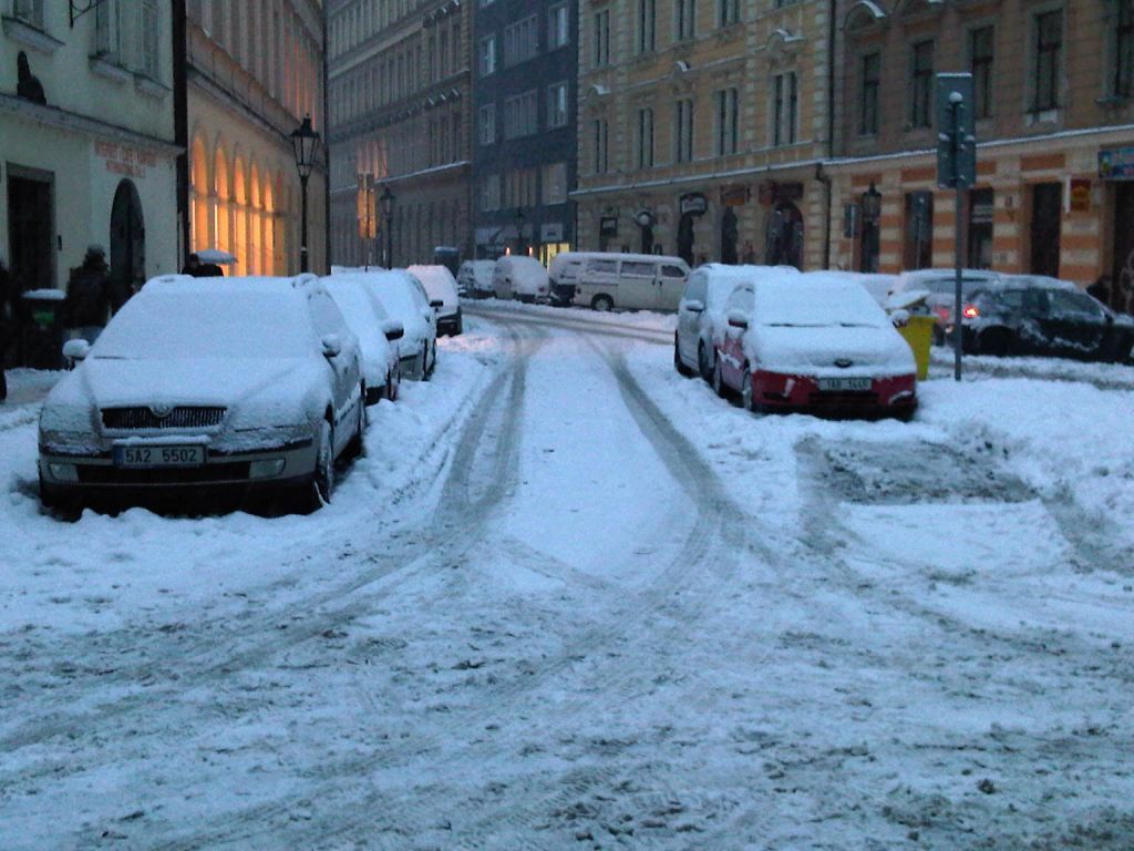 Sněhová nadílka v centru Prahy