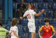 Tomáš Souček slaví gól v zápase kvalifikace ME 2020 Černá Hora - Česko.