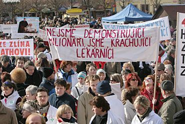 Demonstrace zdravotníků v Praze