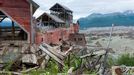 Zachovalé opuštěné hornické městečko Kennecott, Aljaška, USA