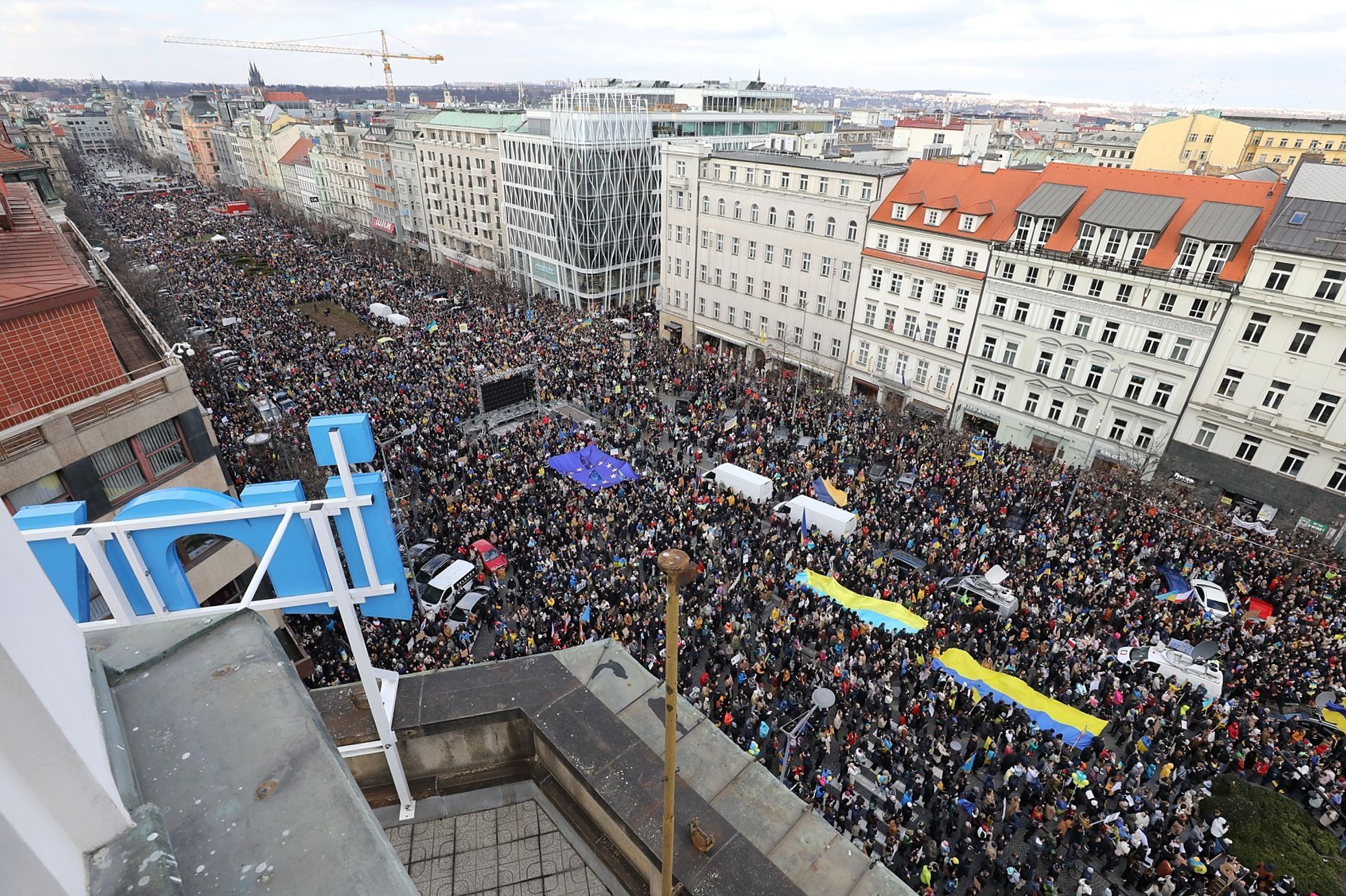 Demonstrace na Václavském náměstí.