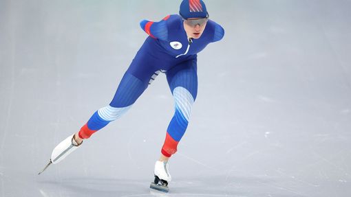 Natalia Voroninová z Ruska v závodě rychlobruslařek na 5000 m na ZOH v Pekingu 2022