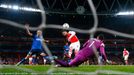 Football: Arsenal's Olivier Giroud misses a chance to score